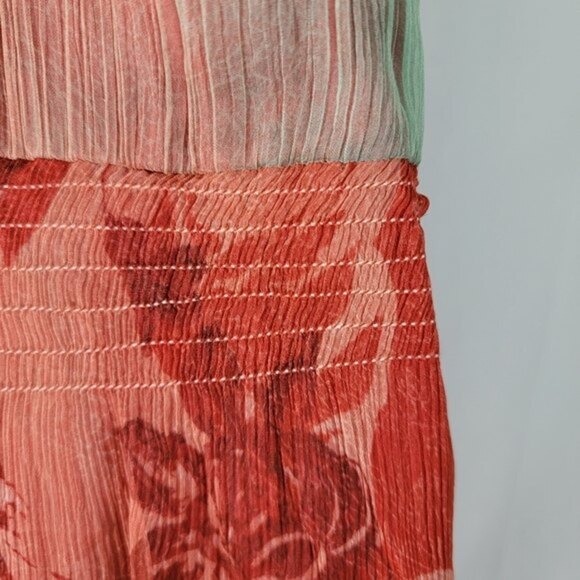 MNG Mango Women's Red/Green Floral Fully Lined V-neck Knee-Length Sundress Sz 4 - Picture 7 of 10